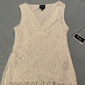 NEW ECI White Floral Lace V-Neck Sleeveless Blouse Women’s Size 4